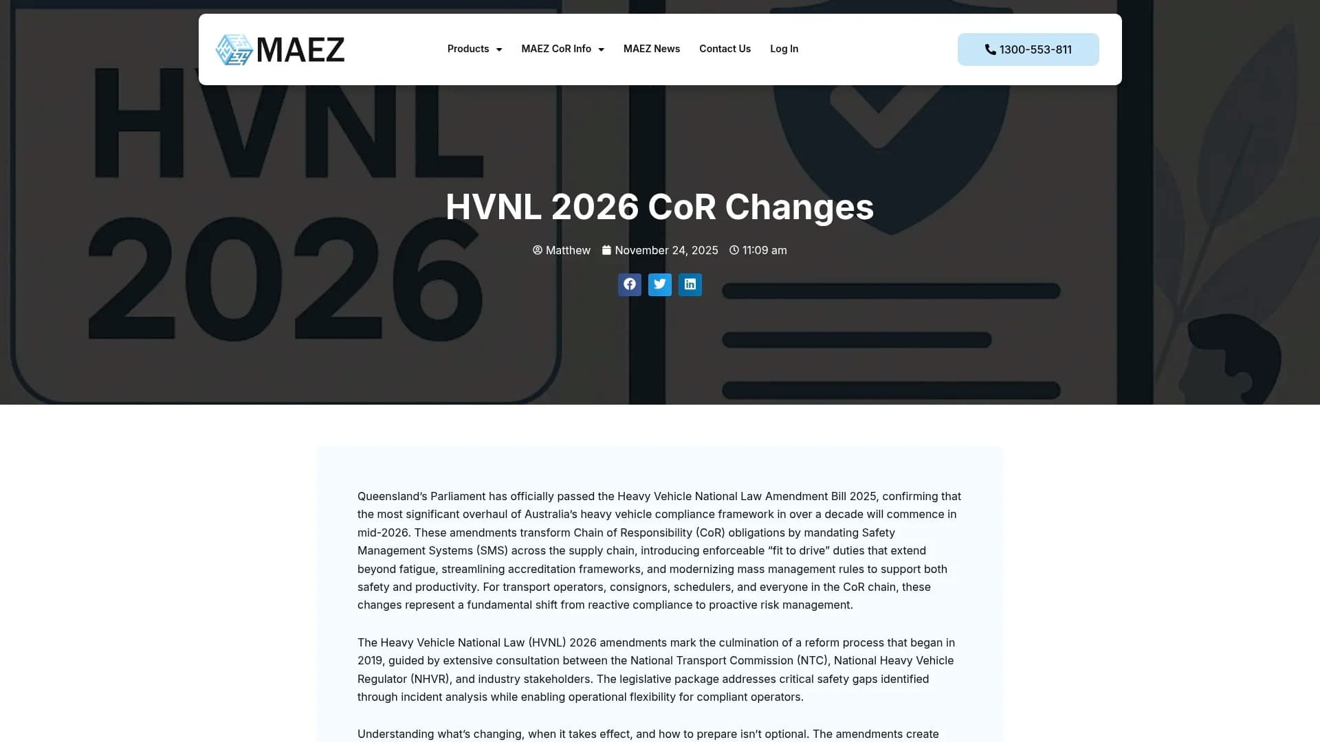 MAEZ legacy graphic: screenshot gen 965 maez.com .au hvnl 2026 cor changes 1764291087991