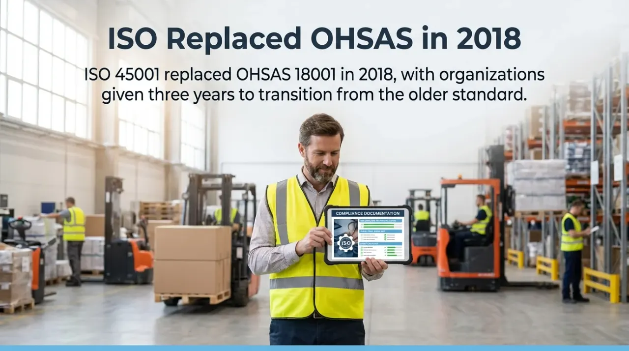 MAEZ graphic: gemini fact iso 45001 replaced ohsas 18001 in 2018 with organi 1764196055285