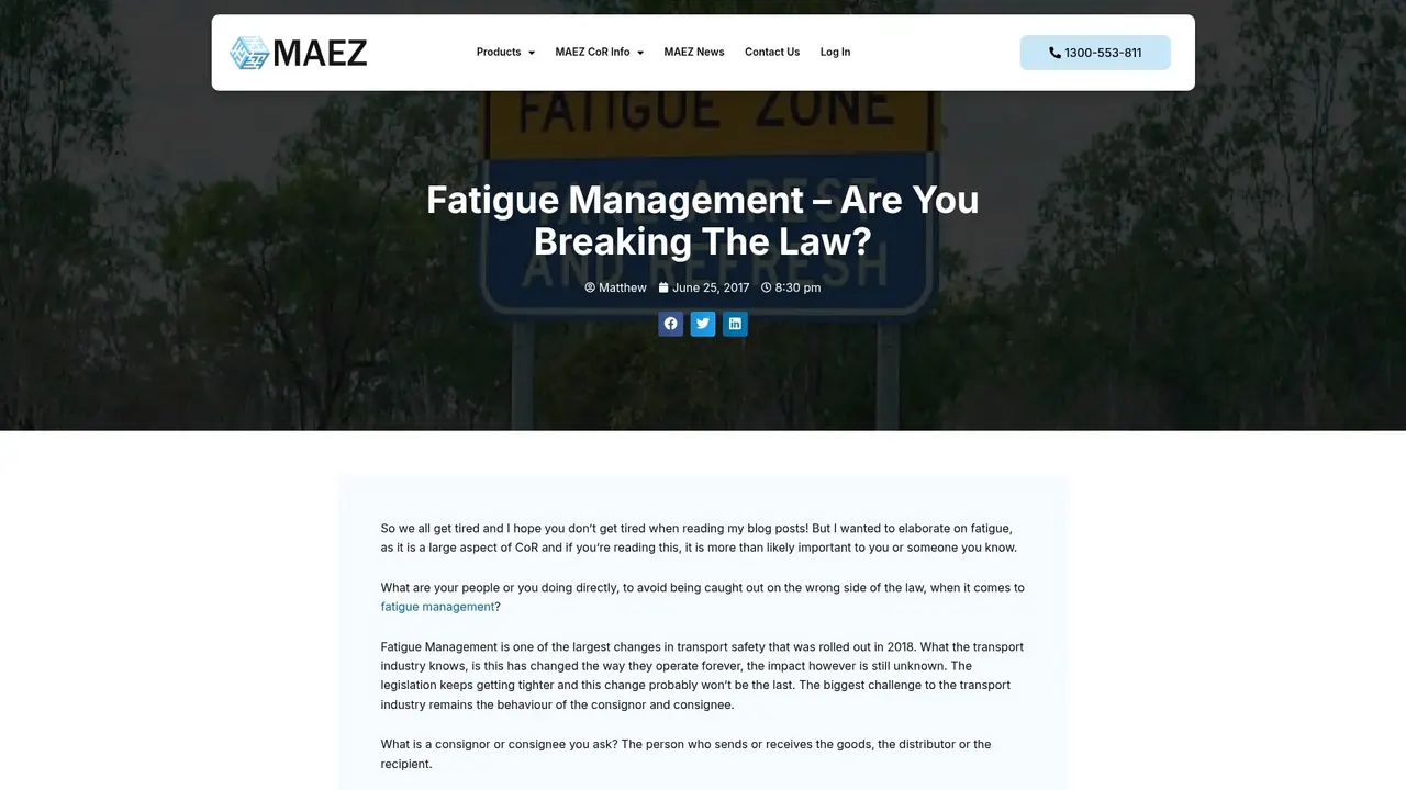 MAEZ graphic: screenshot gen 965 maez.com .au 2017 6 30 fatigue are you breaking the 1764291120137