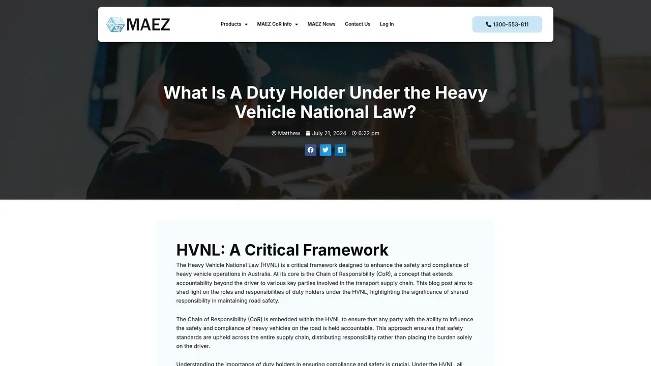 MAEZ graphic: screenshot gen 965 maez.com .au what is a hvnl duty holder 1764291095708