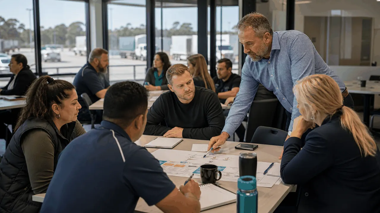 Compliance manager reviewing Chain of Responsibility training evidence and risk actions