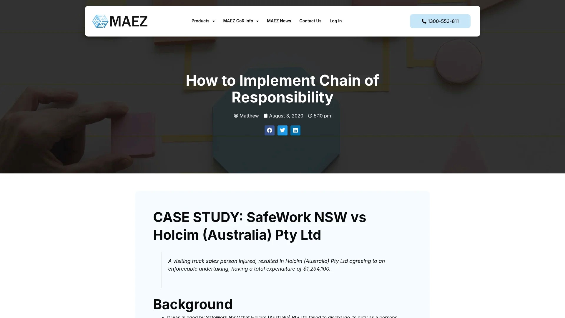 Screenshot of https://maez.com.au/how-to-implement-chain-of-responsibility/