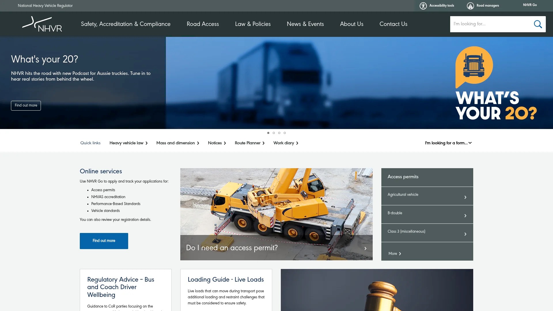 Screenshot of https://www.nhvr.gov.au