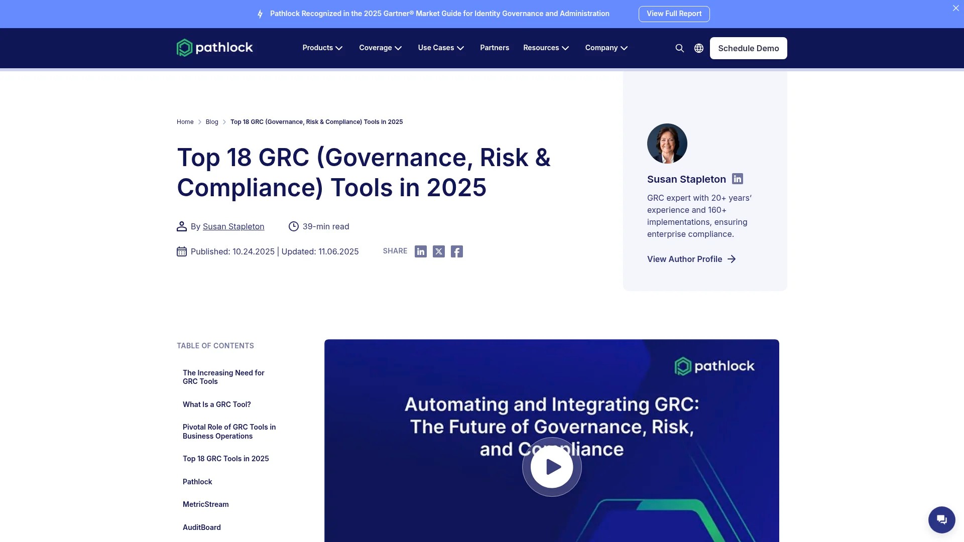 Screenshot of https://pathlock.com/blog/grc/list-of-top-grc-tools-and-softwares/