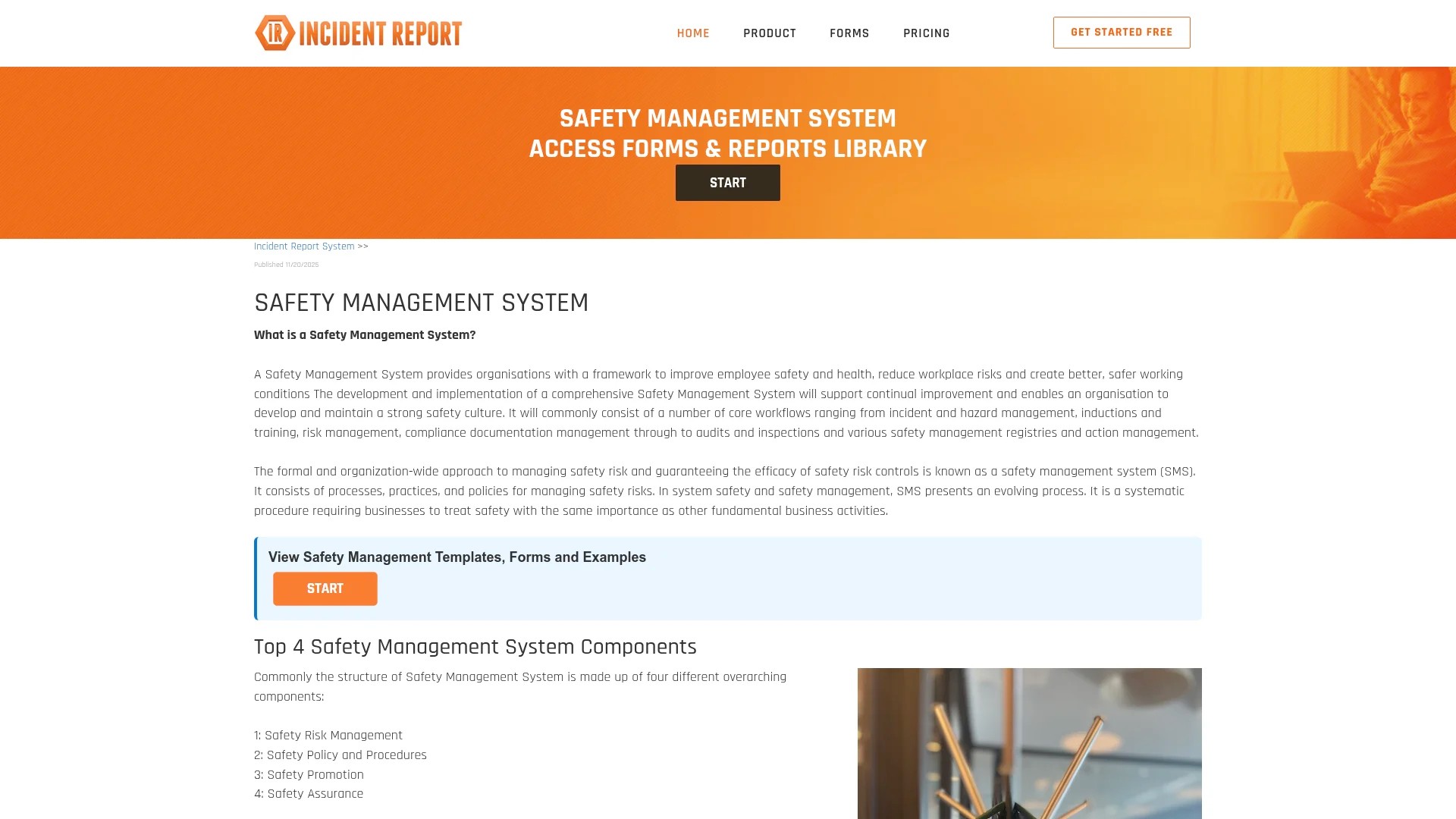 Screenshot of https://www.incidentreport.net/safety_management_system/