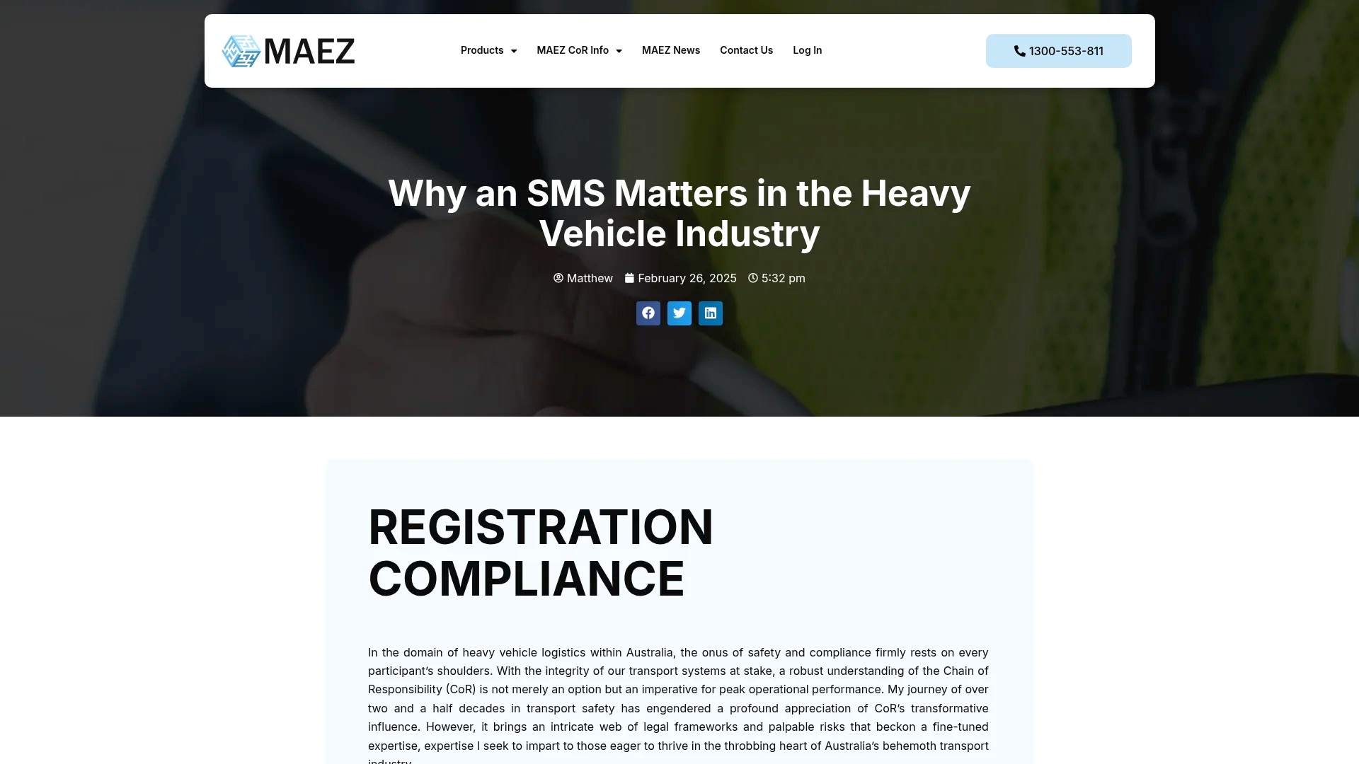 Screenshot of https://maez.com.au/why-an-sms-matters/