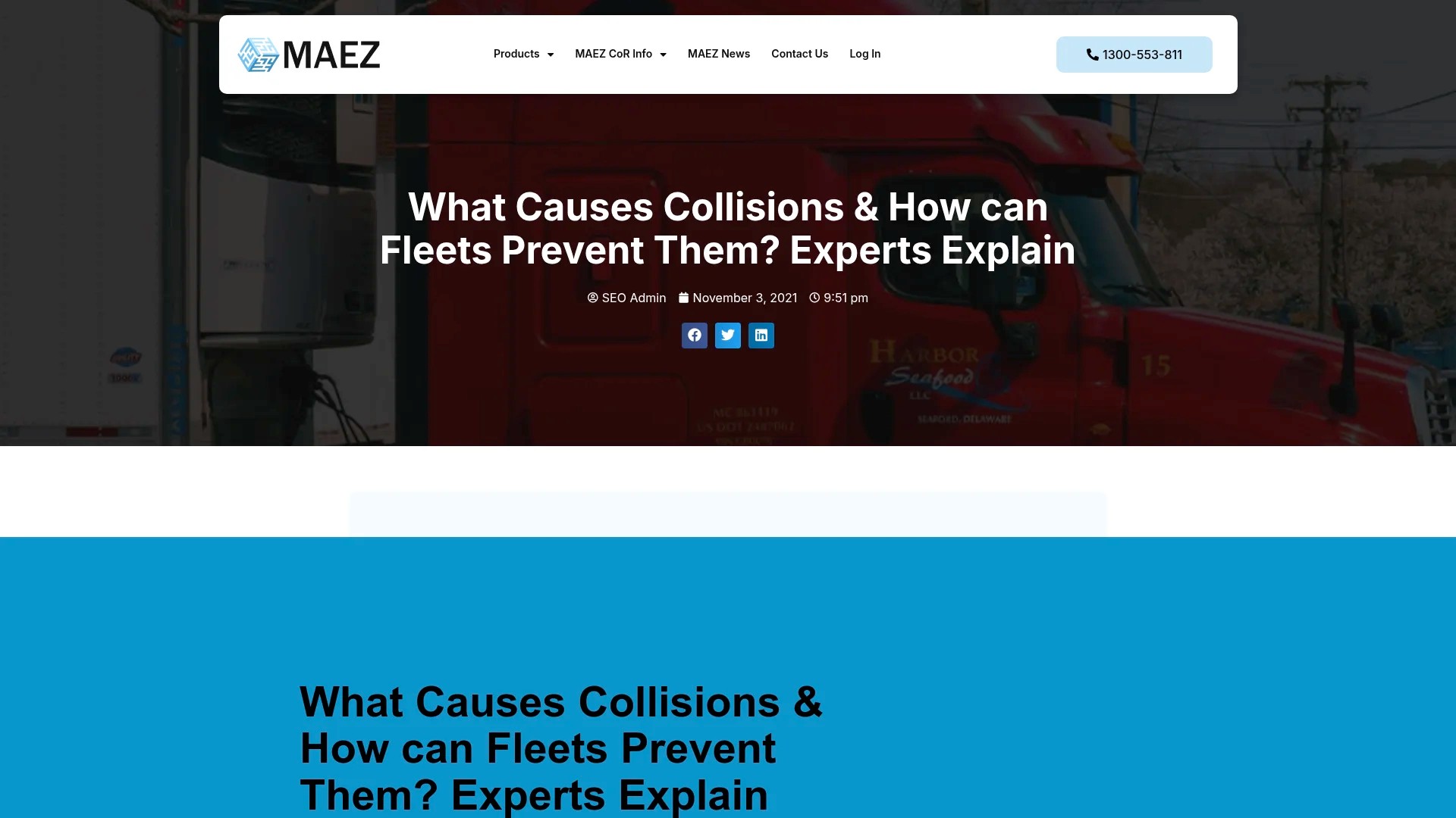 Screenshot of https://maez.com.au/collision-causes-and-fleet-prevention/