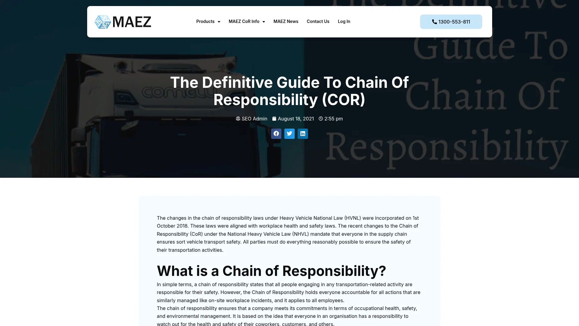 Screenshot of https://maez.com.au/the-definitive-guide-to-chain-of-responsibility/